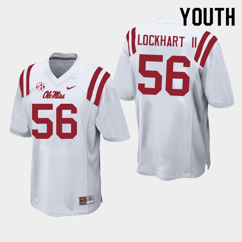 Youth #56 Danny Lockhart II Ole Miss Rebels College Football Jerseys Sale-White